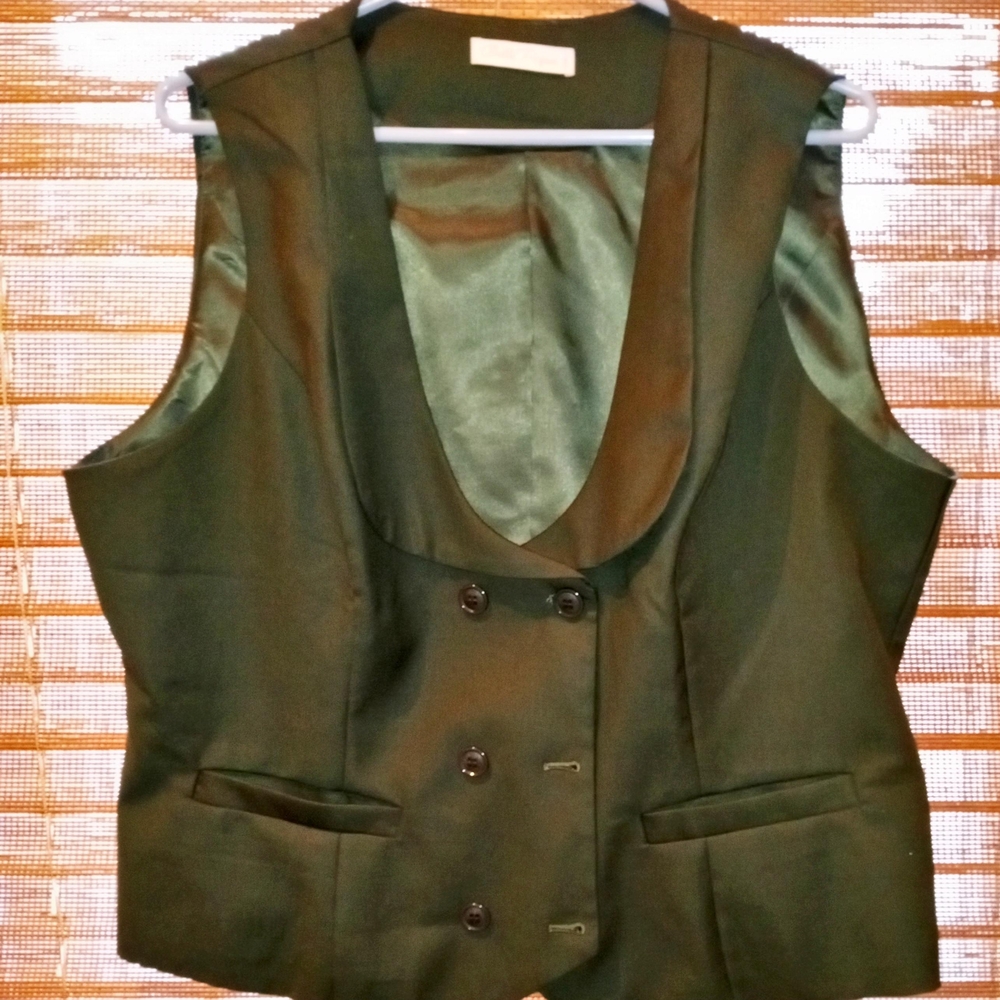 Women's Black Double-Breasted Vest